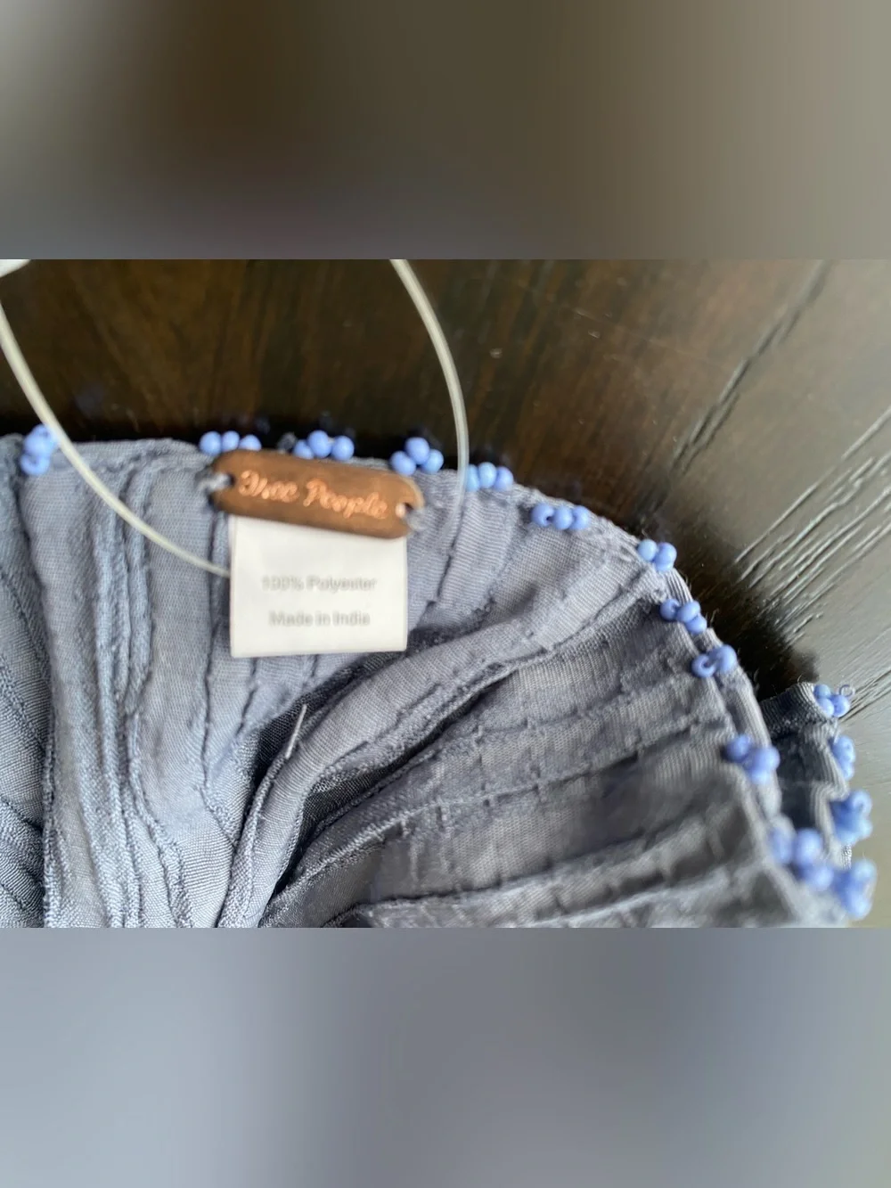 Free People Blue Textured Beaded Oversized Scrunchie Hair Accessory